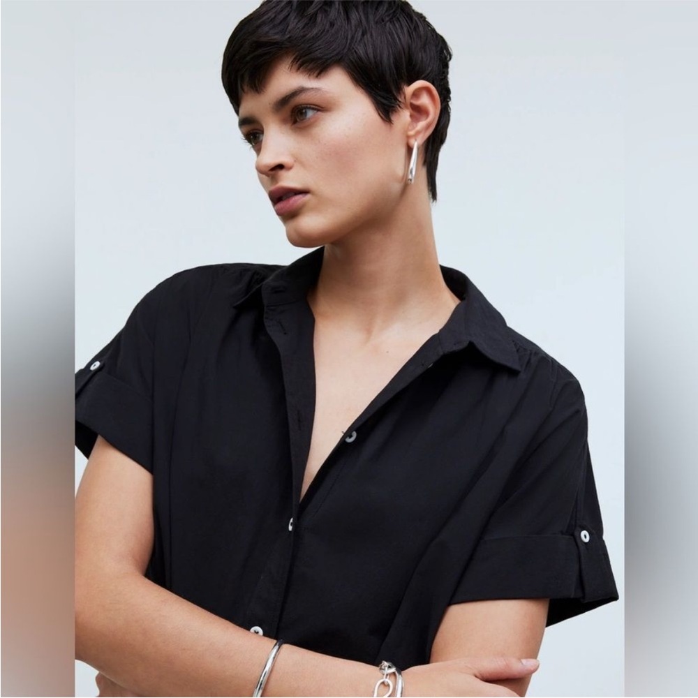 Madewell Collared Button-Front Mini Shirtdress Tr… - image 3